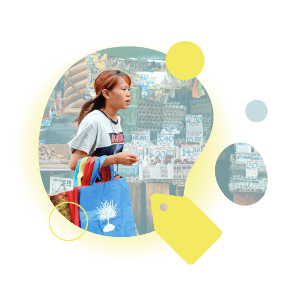 Pop art girl holds sign and shopping bags on transparent background PNG -  Similar PNG