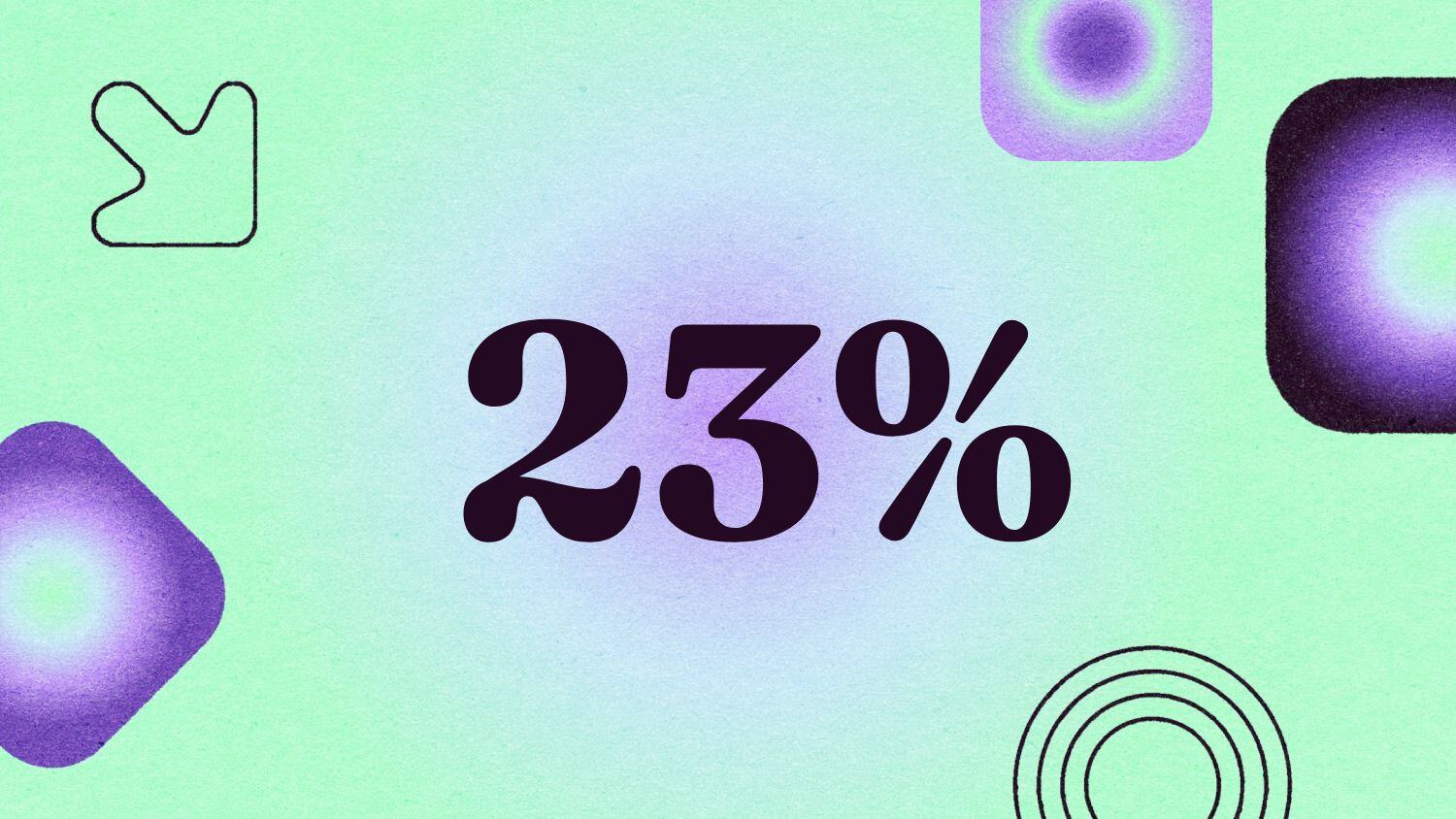 Graphic with the text '23%' 