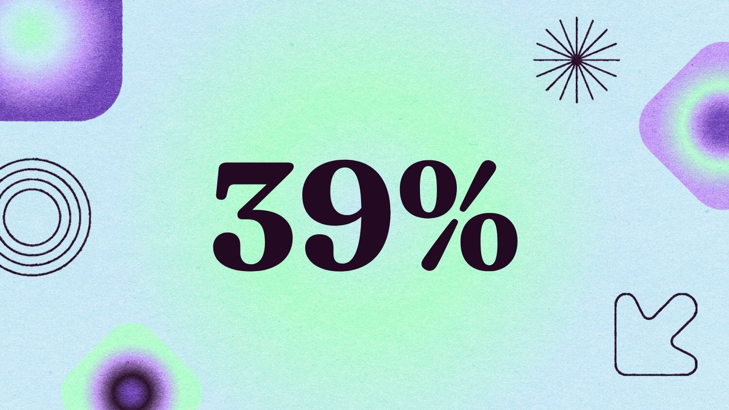 Graphic with the text '39%' 