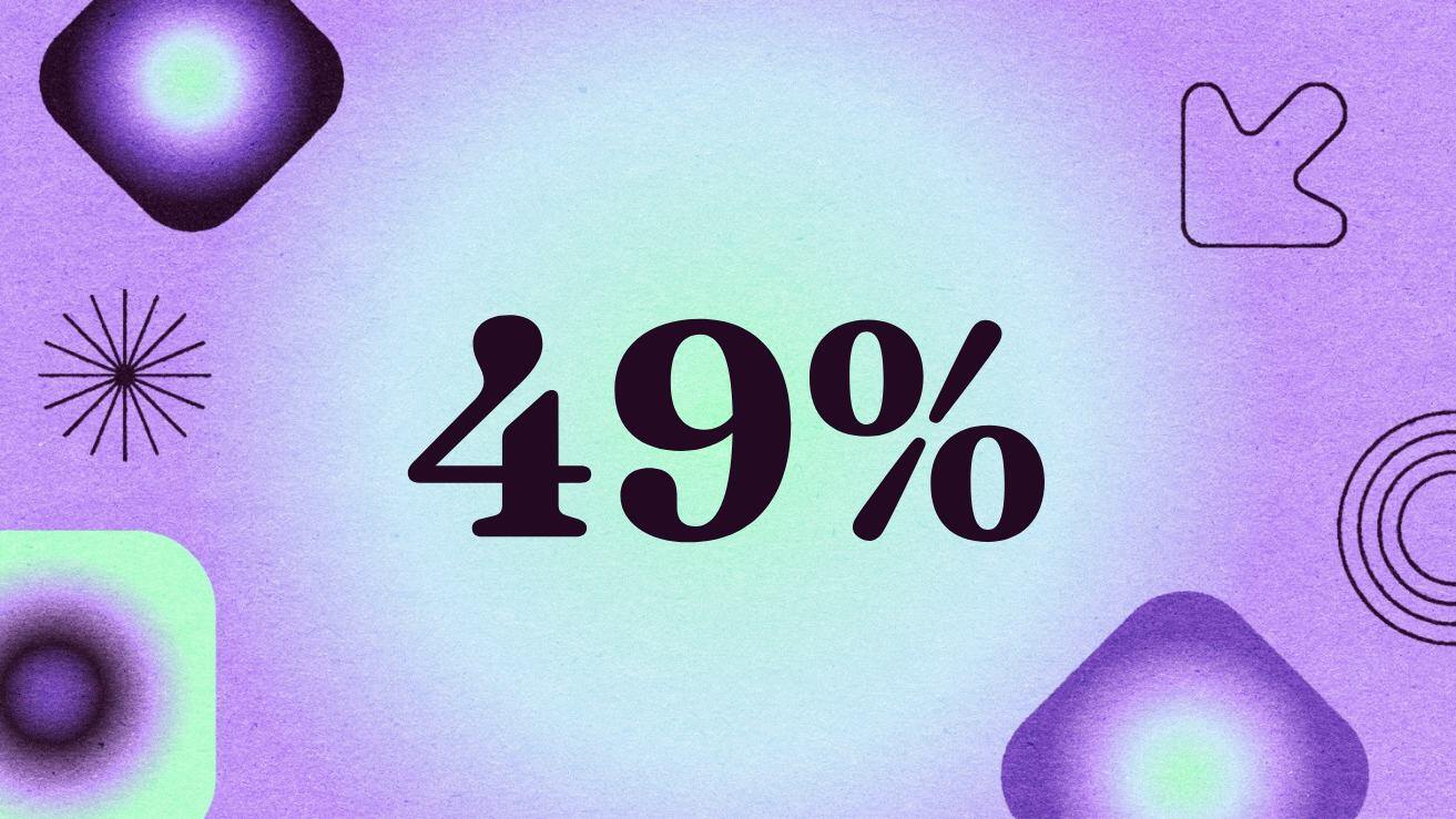 Graphic with the text '49%' 