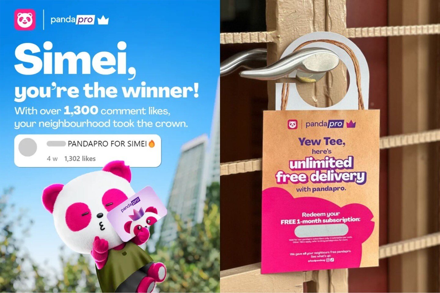 Promotional material for Foodpanda's neighborhood contests 