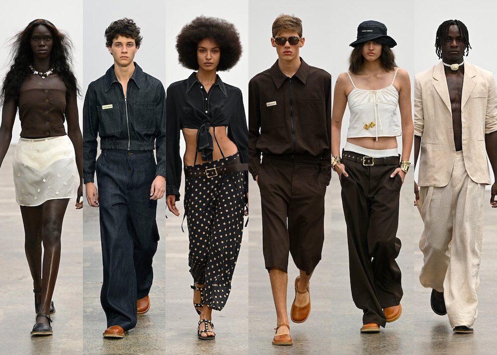 Six models on a runway 