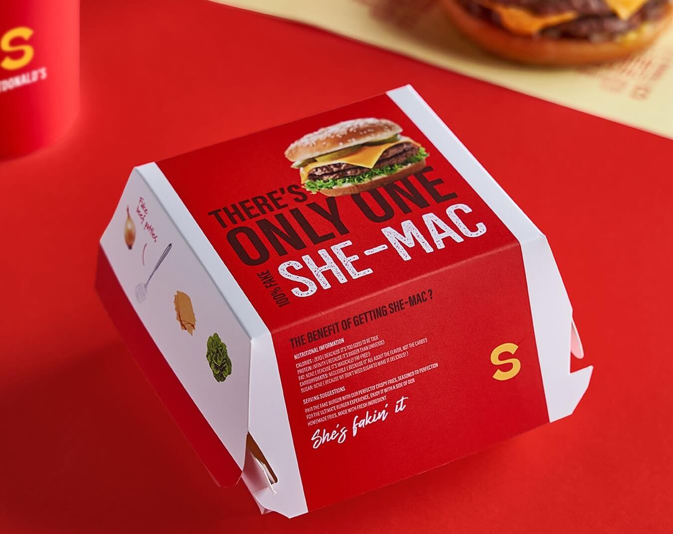 A cardboard fast food container labeled 