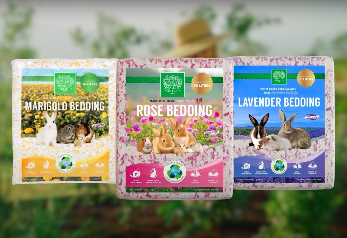 Three bags of Small Pet Select's floral bedding 